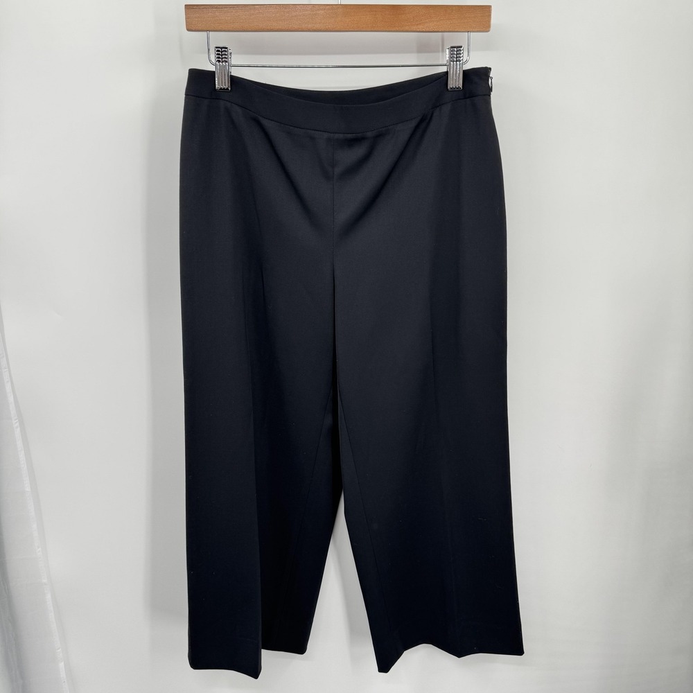 St‎ John Collection Pants Womens 8 Black Wool Trousers Cropped Pleated Career